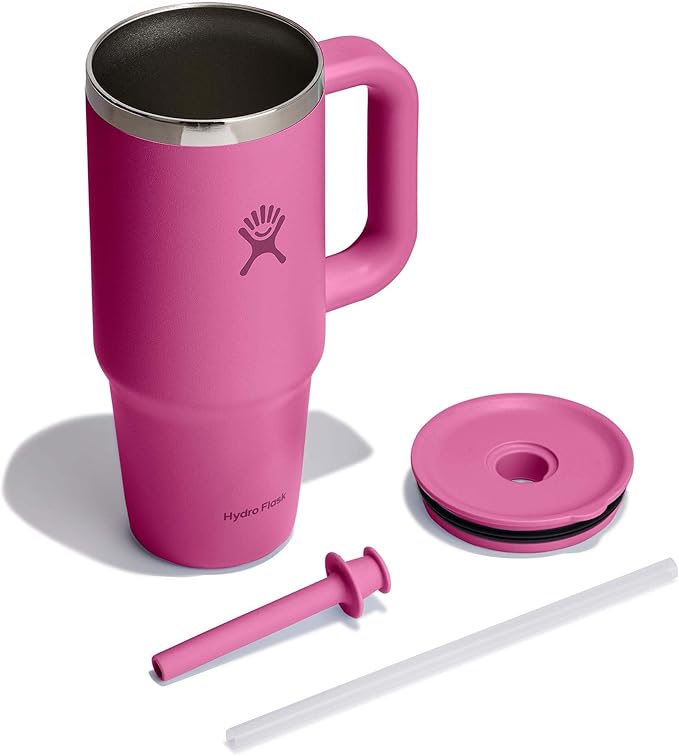 Hydro Flask Travel Tumbler with Handle, Lid and Straw - Insulated Stainless Steel in 24 Oz Reef
