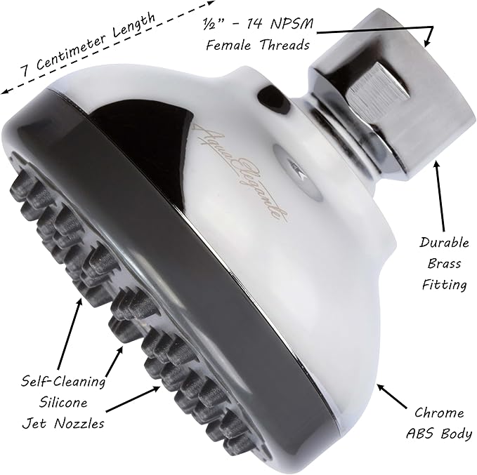 Pressure Boosting Shower Head - High Pressure Water Saver Showerhead Best For Low Flow Showers, 2.5 GPM - Chrome - AquaVibe