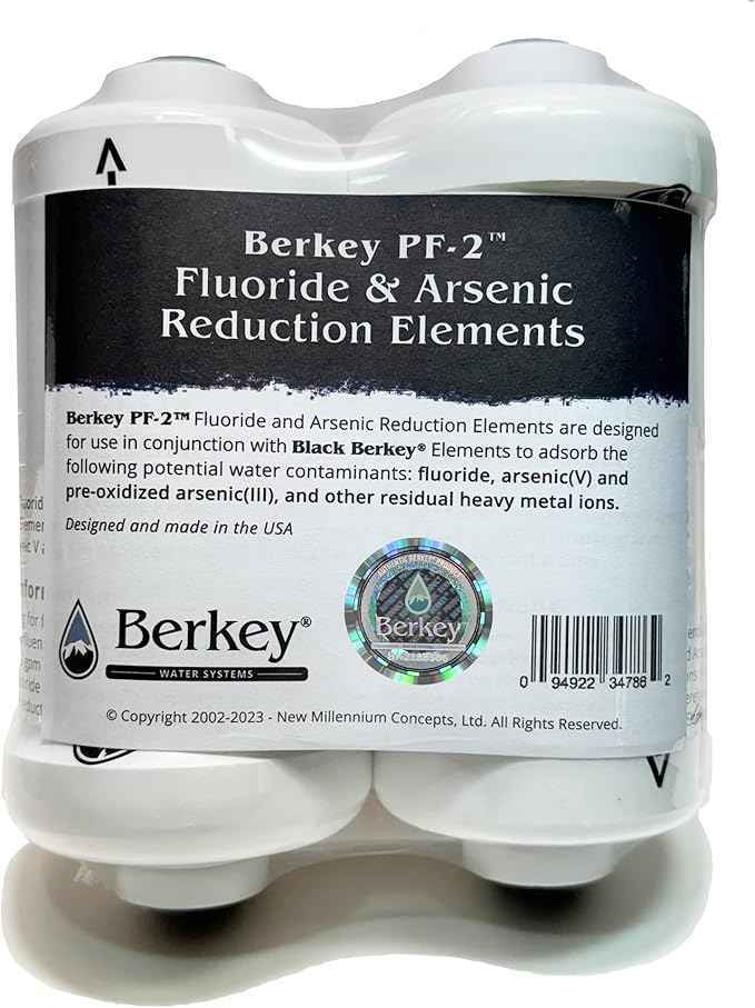 Set of 2 Berkey Authentic Black Berkey Elements (BB9-2) and 2 PF-2 Fluoride Reduction Elements - Combo Pack