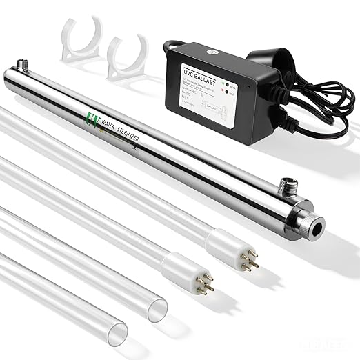 12 GPM Whole House UV Water Filter，uv Light Water Purifier with 1 Extra UV Tube， 55W Ultraviolet Purifier for RO Systems, 3s to Fill a 200ml Water Cup