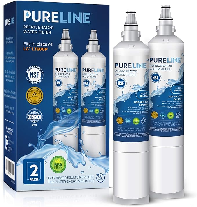 PureLine Replacement for LG lt600p refrigerator water filter, Compatible with Kenmore 9990, LG LT600P, KENMORECLEAR 46-9990, WFC2001, 5231JA2006A-S, Refrigerator Water Filter