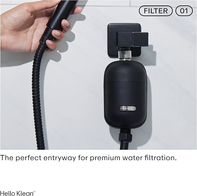 Shower Filter in Beige - Filter Unwanted Metals, Chlorine & Impurities Found in Shower Water - Improves Quality of Skin & Hair - Quick Easy Install For In-Line & Electric Shower