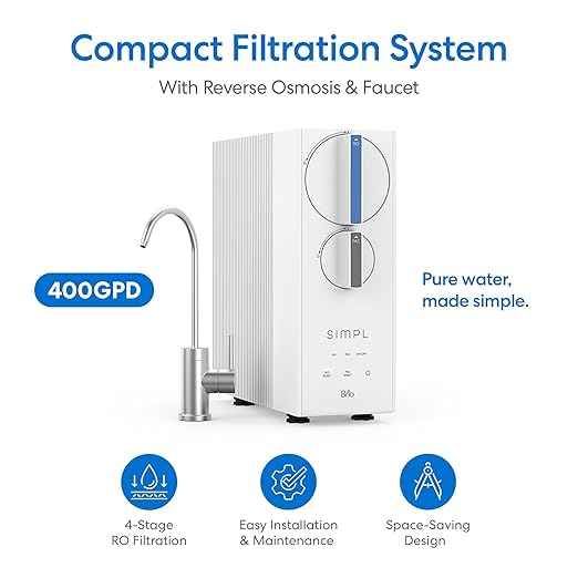 Brio SIMPL Reverse Osmosis Tankless Water Filter System for Clean Drinking Water | 4-Stage Undersink 0.0001 Micron RO Filtration | Reduces PFAS, Dirt, Rust, Chlorine, VOCs & Heavy Metals | 400 GPD