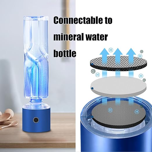 Ion Bottles Hydrogen Water Ionizer,Rechargeable Hydrogen Water Bottle Generator,Alkaline Water Ionizer Machine,Blue