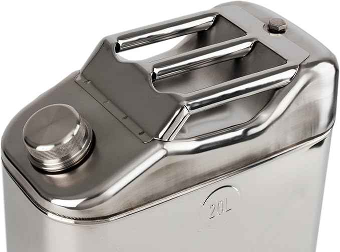 Swiss Link Stainless Steel Water Can 20L Portable Water Storage Container, 5 Gallon Jug for Camping, Emergency Storage, and Outdoor Activities