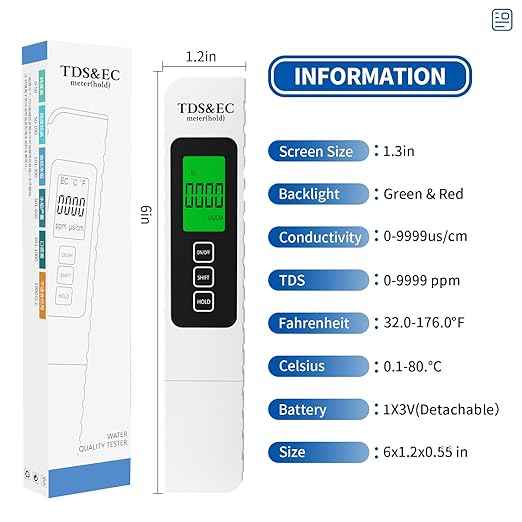 4 in 1 Digital Water Quality Tester - TDS/EC/Temperature（°C/°F）TDS Meter | 0-9999 ppm | Accurate and Professional for Drinking Water, Hydroponics, Aquariums, RO Systems, Pool （2025 New）