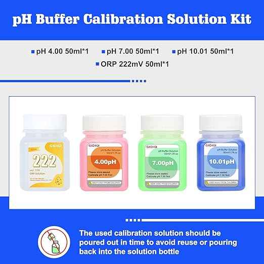 pH ORP Meter Calibration Buffer Solution Kit, Includes pH 4.00, 7.00 and pH 10.01 Solution,ORP 222mV Calibration Solution