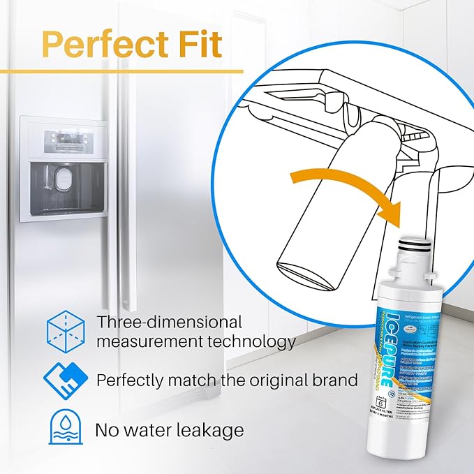 ICEPURE ADQ747935 Refrigerator Water Filter Replacement for LG ® LT1000P®,MDJ64844601, Kenmore Elite 9980, ADQ74793501 LT1000PC ® ADQ74793502, LMXS28626S, LFXS26973S, 3PACK
