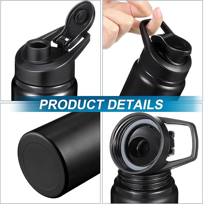 Mimorou 10 Pieces 13.5oz Reusable Aluminum Water Bottles Bulk Multicolor Outdoor Sports Water Bottles for Travel, Gym, Hiking, Cycling, Camping, Fishing, Snap Lid (Black)