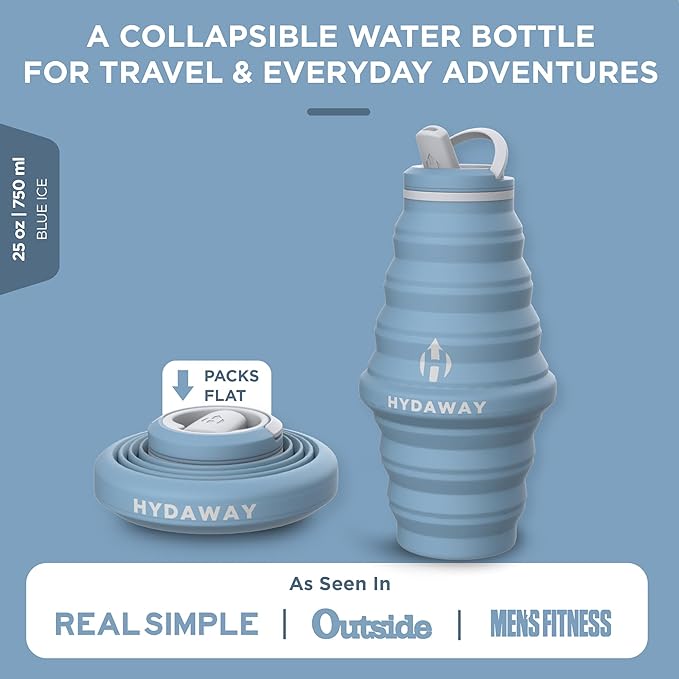 HYDAWAY 25oz Collapsible Water Bottle - BPA-Free, Leakproof, Lightweight, and Space-Saving - Perfect for Hiking, Travel, and All-Day Hydration