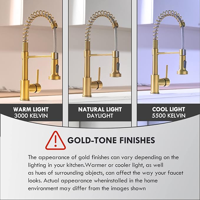 GIMILI Kitchen Faucet with Pull Down Sprayer Single Hole Stainless Steel Sink Faucet, Suitable for Farmhouses, RV, Laundry Room, Outdoor, and Campers. Llave para fregadero de cocina Brushed Gold
