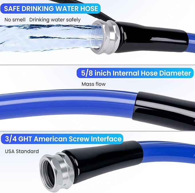 35FT Heated Drinking Water Hose for RV, Heated Water Hose Freeze Protection Down to -45°F, Lead and BPA Free, Smart Temperature Control, Ideal for RV, Camping, and Home