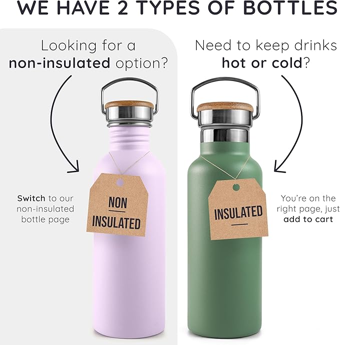 Bambaw 32oz Insulated Water Bottle, Metal Water Bottle Stainless Steel Great for Hiking, Lightweight and Easy to Carry, Durable, Made of High-Grade Stainless Steel (Sage Green)