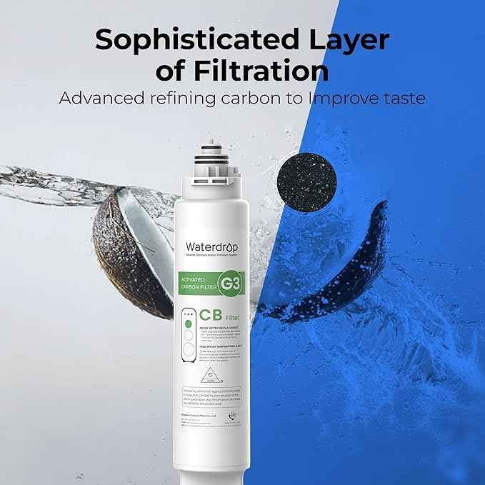 Waterdrop WD-G3-CB Filter, Replacement for WD-G3-W, WD-G3P600 and WD-G3P800-W Reverse Osmosis System, 1-Year Lifetime