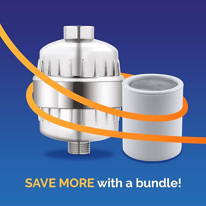 AquaBliss SF100 Revitalizing Shower Filter w/ 1 Replaceable Multi-Stage Filter Cartridge Inside - Plus 1 Extra SFC100 Filter Cartridges (Exclusive Bundle)
