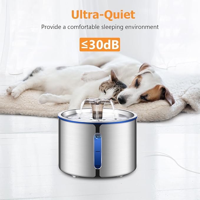 Replacement Pump for Cat Water Fountain Dog Water Dispenser Ultra Quiet Long Lifespan Water Pump, LED Lights