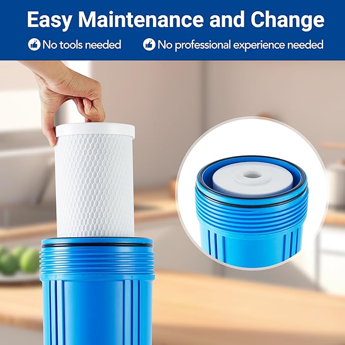 HQUA 3-stage Replacement Filter Cartridges Set, PP, GAC KDF, Carbon Block, Fit for WF3 Series Whole House Water Filter (PP,GAC+KDF, Carbon Block)