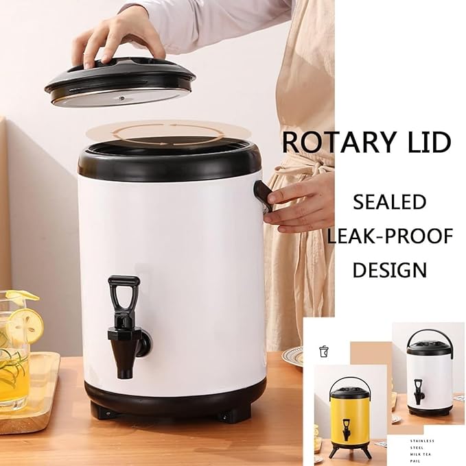 Urn Boiler Hot and Cold Water Dispenser Stainless Steel Tea Hot Water Bottle with Faucet Portable Handle Large Capacity Sealing (A 6L)