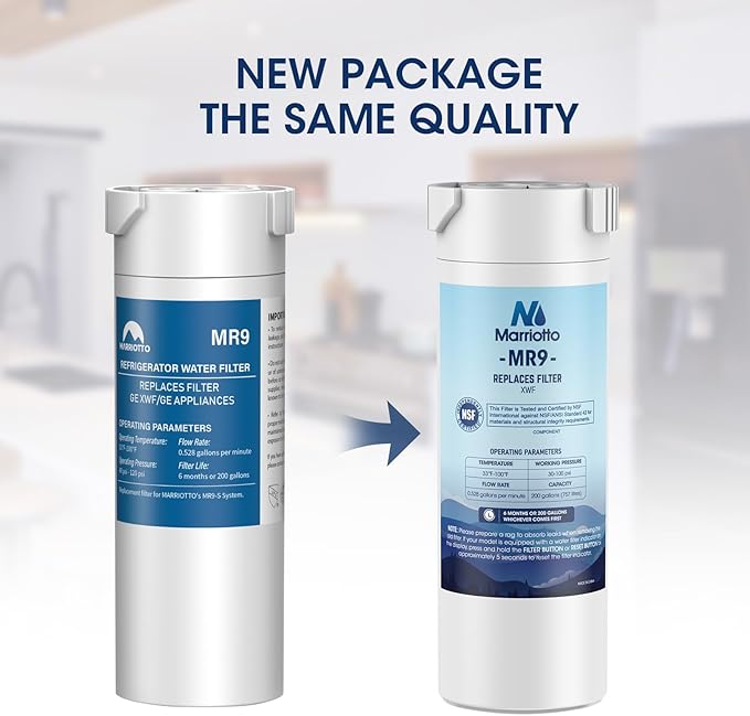 MARRIOTTO XWF Water Filter, Replacement for GE Refrigerator, Compatible With French-Door Models, 2 Pack (Not XWFE)