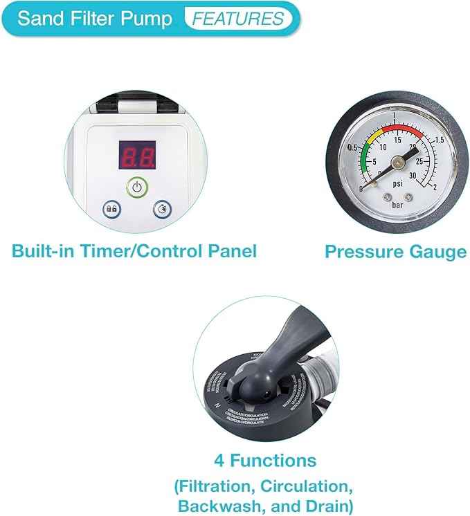 INTEX 925 GPH Krystal Clear Sand Filter Pump for Above Ground Pools, Swimming Pool Pump with Automatic Timer - Improved Circulation, Filtration, & Clarity