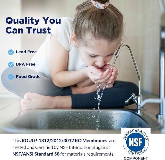 Membrane Solutions 500 GPD RO Membrane 3.0"x12" Reverse Osmosis Membrane Water Filter Replacement for Under Sink Home RO Water Purifier System and Maple Sap Syrup DIY, Aquariums (5 Pack)