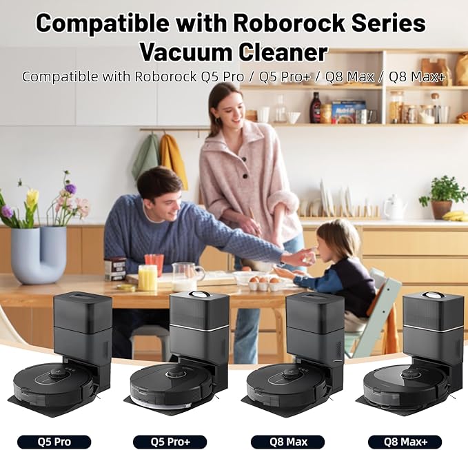 28 Pack Accessories Compatible with Roborock Q5 Pro/Q5 Pro+,Q8 Max/Q8 Max+ Vacuum Robot,Parts Include:2 Dual Roller Brush,6 Side Brush,4 HEPA Filter,8 Mop Cloth,6 Dust Bag,1 Cleaning Tool&1 Screwdrive - AquaVibe