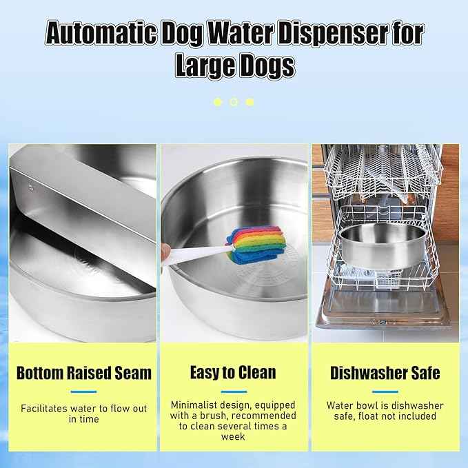 Automatic Dog Water Bowl Dispenser Large Breed Stainless Steel Auto Fill Dog Waterer with Float Valve Livestock Water Trough for Large Dogs Cats Chicken Livestock