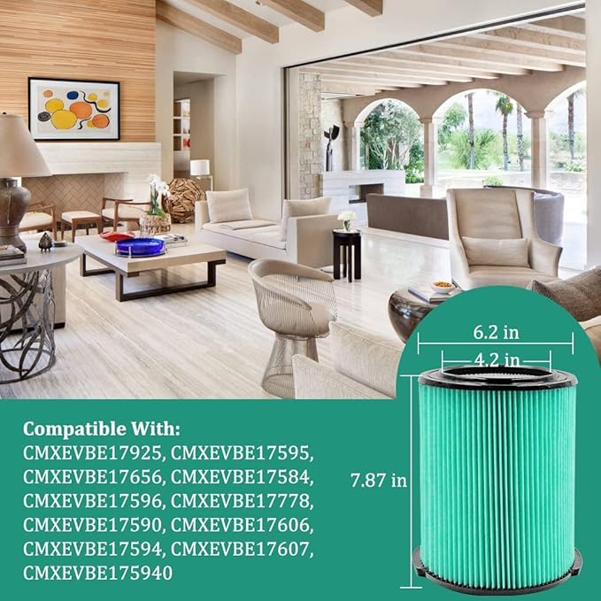 Cartridge Filter for Craftsman CMXZVBE38753 fit CRAFTSMAN 38753 HEPA Media Wet/Dry Vac Filter for 5 to 20 Gallon shop vacuums (9-38753) (2 Pack) - AquaVibe