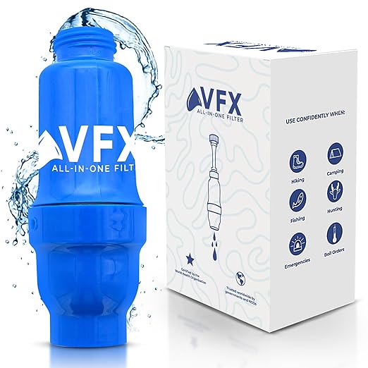 VFX All-in-One Portable Water Filter – Survival Water Purifier for Camping, Hiking, Backpacking, and Emergency Preparedness with Gravity System