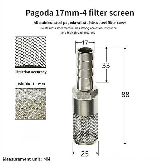 304 Stainless Steel Water Pump Filter Hose End Strainer Barbed Inline Mesh Screen, Assorted Sizes for Pressure Washer Garden RV Prevents Debris Clogging,1pcs(17mm 1/2 Inch)