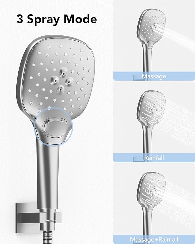 Shower Faucet Set Shower System - Rainfall Shower Head with Handheld Spray Hose 10 Inch Shower Faucet Kit with Valve Wall Mount Bathroom Shower Fixture Filter Accessories Trim, 2.5GPM,Brushed Nickel