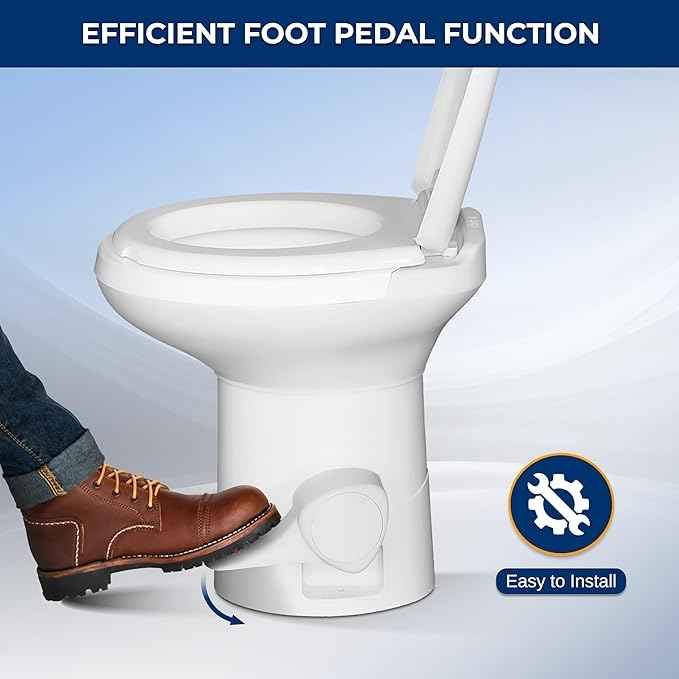 SereneLife Camper/RV Toilet – Easy Flush with Foot Pedal, Hand Sprayer, Soft-Close Seat, Leak-Proof Bowl, Odor-Free, Includes Accessories, Quick Install for RVs, Trailers, Boats & Marine Use