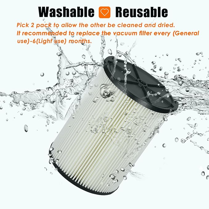VF4000 Replacement Filter for Ridgid Shop Vacuums 5-20 Gallon, Universal VF4000 Filter Fits Rigid Wet Dry Vac/Husky Shop Vacuum Filter 6-9 Gallon with Foam Sleeves-1 Pack - AquaVibe