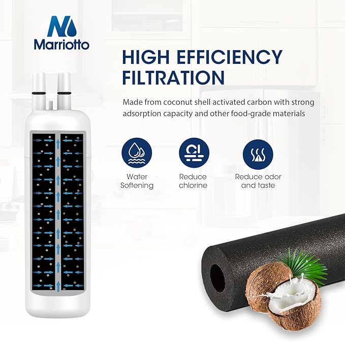 MARRIOTTO EDR1RXD1 Refrigerator Water Filter Compatible with W10295370A, WHR1RXD1, KAD1RXD1, Filter 1, W10295370, P4RFWB, P8RFWB2L, 46-9930, 46-9081 and W10311524 Air Filter (2+3) - AquaVibe