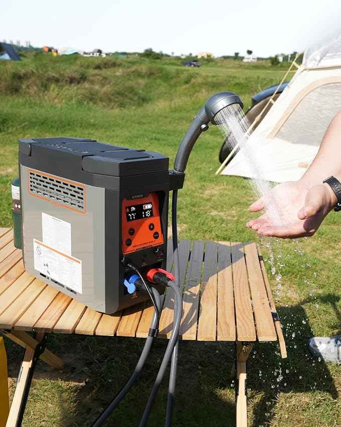 Kohree Helios 20 Pro, Portable Water Heater, 20,000 BTU 4000mAh Rechargeable Battery, Shower Pump, Propane Water Heater for Outdoor Camping Cleaning