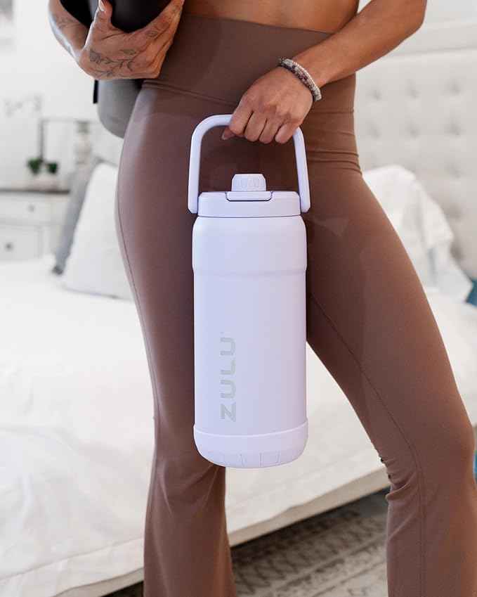 ZULU Goals Vacuum Insulated Large Capacity Stainless Steel Water Bottle | Reusable Jug Thermoses with Carry Handle | Leak-Proof Lid | Perfect for Travel, Workout, Gym, Hiking, Camping | 64oz, 101oz