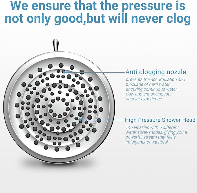 Filtered Shower head for Healthier Hair & Skin – Removes Chlorine & Heavy Metals,High Pressure 6 Mode Settings Shower Head Filter for Hard Water (Chrome)