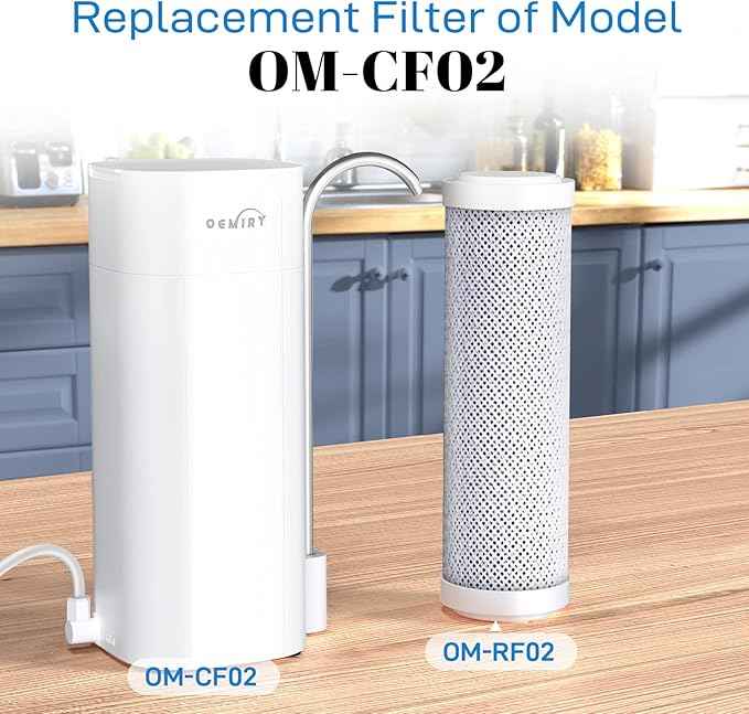 Certified Replacement Filter for OM-CF02 / OM-CF04 Countertop Water Filter, Lasts Up to 9 Months, 1 Pack