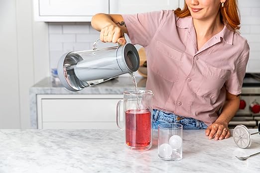LifeStraw Home– Water Filter Pitcher, 7-Cup, Glass with Silicone Base, Pebble, for Everyday Protection Against Bacteria, Parasites, Microplastics, Lead, Mercury, PFAS and a Variety of Chemicals