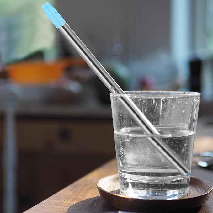 Personal Water Filter Straw, Reusable Stainless Steel Water Filter Drinking Straw Portable Outdoor Emergency Survival Gear for Hiking, Camping, Travel, Hunting & Fishing (Large)