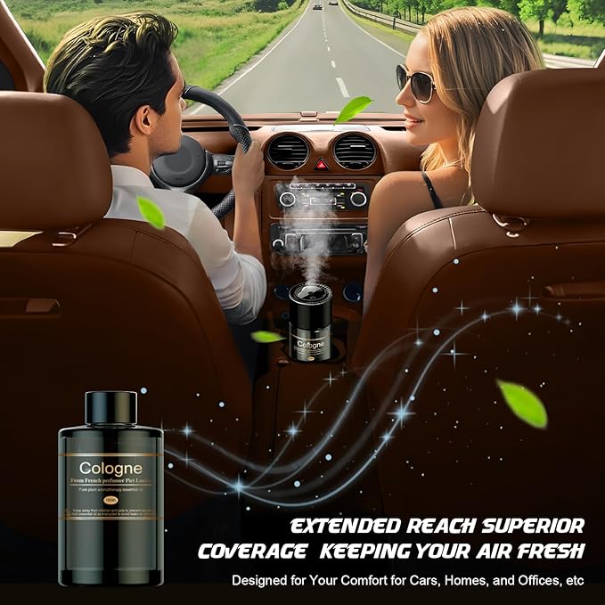 Car Air Freshener Refill for Men & Women 6.09 FL OZ /180ML-9 Month Cologne Scent Essential Oil Perfume, Essential Oil Made of Natural Plant Extracts, Compatible with Car Diffusers for Home/Office