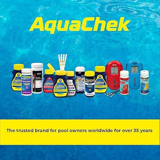 AquaChek 7-Way Pool and Spa Test Strips - Silver Pool Test Strips For pH, Total Chlorine, Free Chlorine, Bromine, Alkalinity, Total Hardness, and Cyanuric Acid - Water Quality Testing Kit (100 Strips)