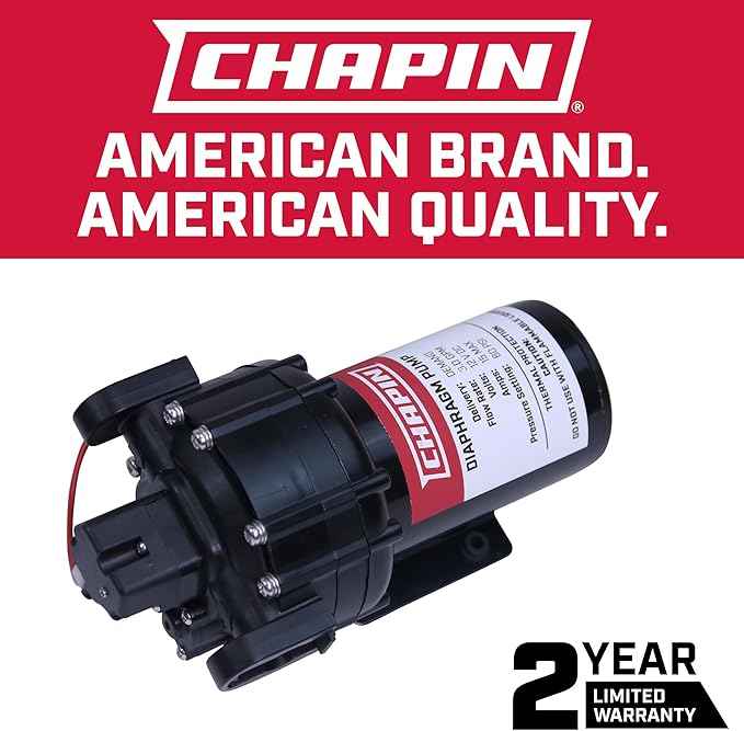 Chapin 6-9214 12V/3.0 GPM 60 PSI Self-Priming Diaphragm Water Pump for ATVs, Marine, Boating, Water Supply, Camping, RV Recreation & Boom Spray Systems