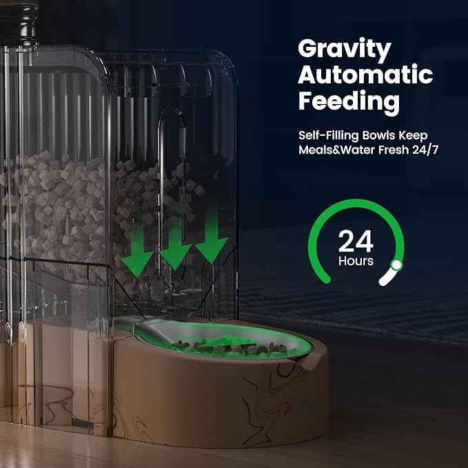 Gardner Pet Gravity Automatic 2-in-1 Pet Feeder, 0.8 Gallons*2 Cat Feeder and Water Dispenser Set, 100% BPA-Free and Stainless Steel Water Bowl for Dogs, Cats, Rabbits, Puppies (Light Woodgrain)