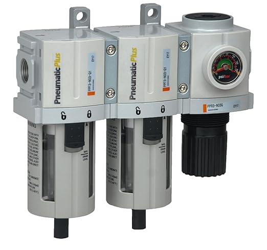 PneumaticPlus PPC3C-N02G Compressed Air Drying System- Particulate Air Filter, Coalescing Filter & Air Pressure Regulator Combo 1/4
