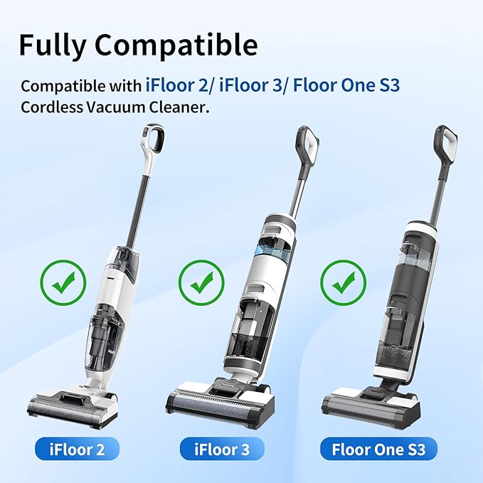Roller Brush Replacement Compatible with Tineco iFloor 3,Floor One S3, iFloor 2 Cordless Vacuum Cleaner, Replacement Parts Include 2 Brush Rollers - AquaVibe
