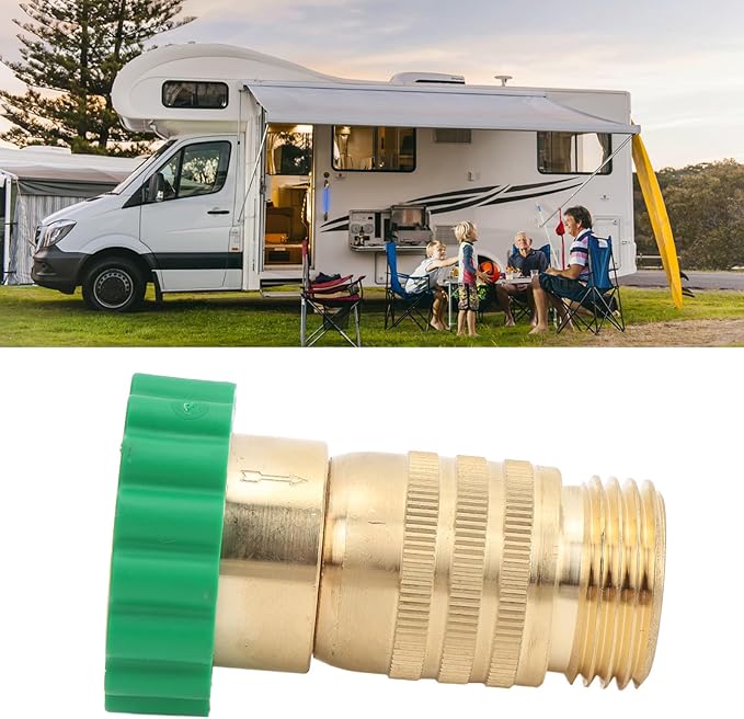 RV Water Pressure Regulator, 50 to 55 PSI 3/4 Inch Brass Thread Inline Water Pressure Reducer with Inlet Screen Filter, for Camping Vehicle Trailers Motorhome Garden