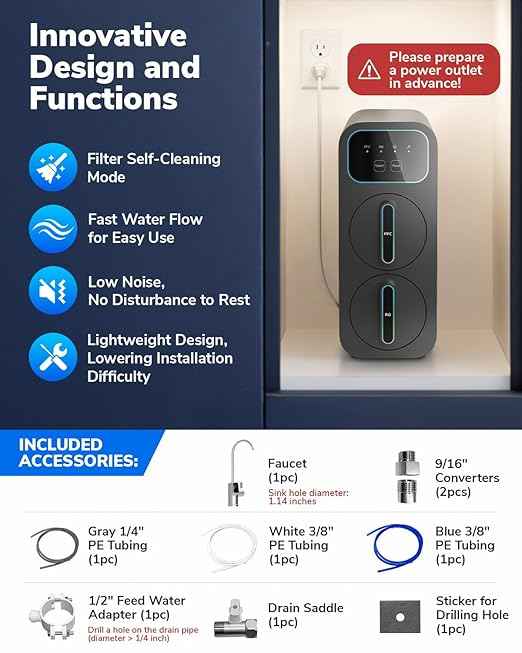 E8 800GPD Compact Reverse Osmosis System 800 GPD Fast Flow RO Water Filter, 9 Stage Tankless Under Sink RO Water Filtration System High Pure to Drain, LED Smart Real-Time Display Faucet
