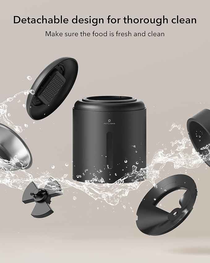 PETLIBRO Automatic Cat Feeder, Automatic Dog Food Dispenser with Freshness Preservation, 5L Timed Pet Feeders for Dry Food, Up to 6 Meals Per Day, Granary 5L Basic Button Type Black