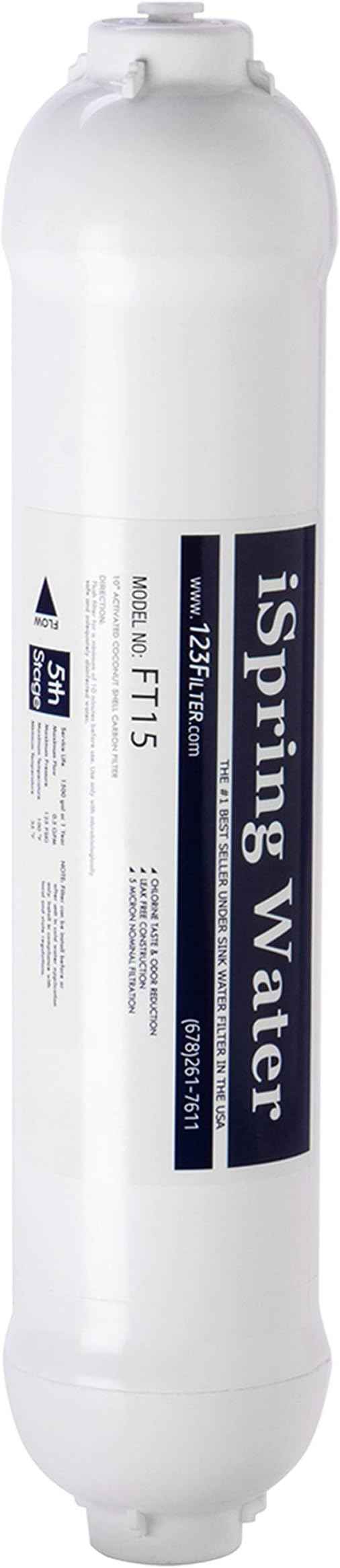 iSpring FT15 5th Stage Inline Post Carbon Filter & Greatwell Reverse Osmosis Membrane 75 GPD 11.75” X 1.75” & F7-GAC for Standard 5-Stage Reverse Osmosis RO Systems 1-Year Replacement